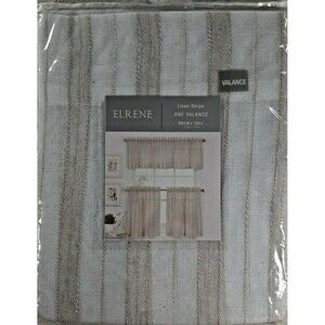 NEW Window Valance Curtain Elrene Home Fashions Linen Stripe 60" x 15" Linen